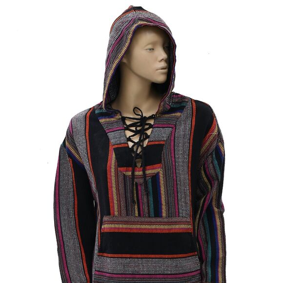 Urban Outfitters Tyler Lace-Up Top Pullover Hoodie Striped Sweatshirt XS 209241 - Picture 7 of 12